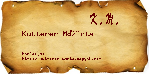 Kutterer Márta névjegykártya